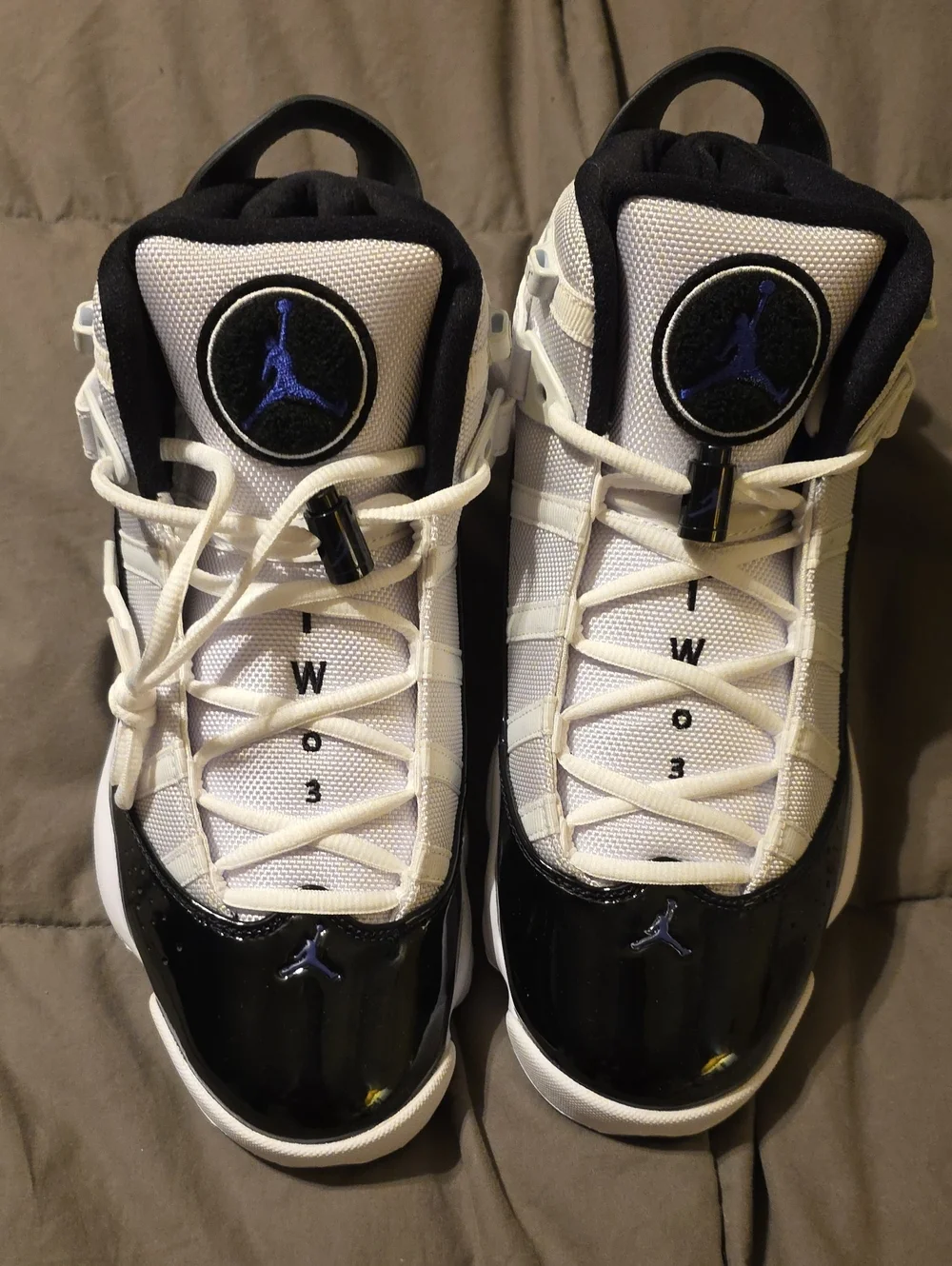 Nike Jordan Men's Air Jordan Six Rings White & Black & Concord Basketball Shoes